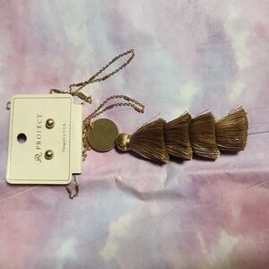 A Project Gold Colored Layered Tassel Necklace